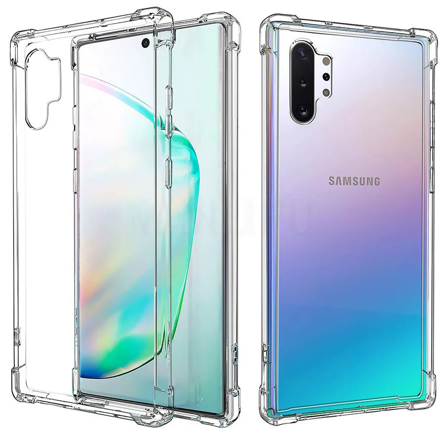 

Soft TPU Transparent Case Fundas Reinforced Corner TPU Cover For Samsung Galaxy Note 10 Pro Plus/ 10+ 5G 6.8" 2019 - Crystal