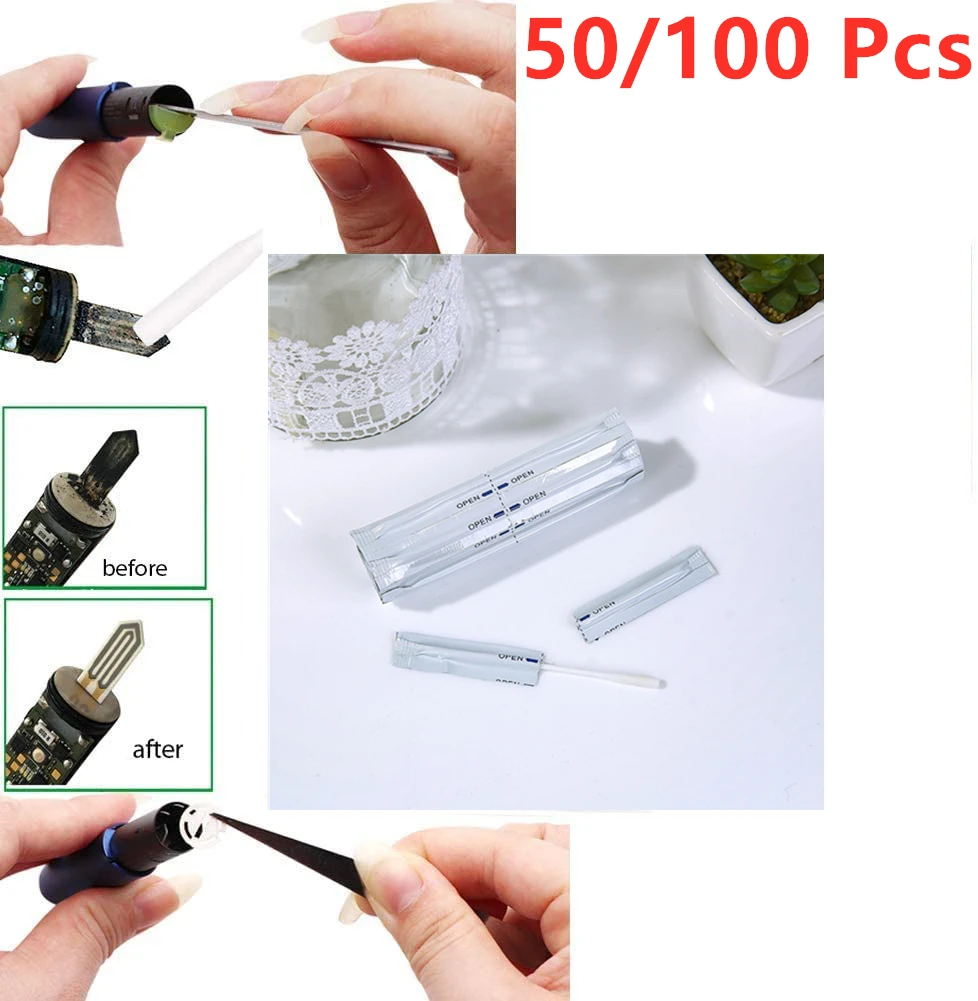 

50/100 Pcs/Box Wet Alcohol Cotton Swabs Double Head Cleaning Stick For IQOS 2.4 PLUS For IQOS 3.0 LIL/LTN/HEETS/GLO Heater