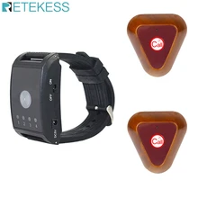 Retekess 4 canais restaurante sistema de chamada 1 relógio pager + 2 botões chamada garçom sem fio pager office bar f4411a