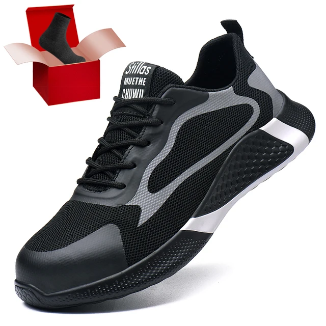 Fashion Men's Work Sneakers Mesh Breathable Safety Shoes Men Steel Toe Work Shoes Industrial Anti-smashing Safety Work Boots Man 01 Safety Work Shoes