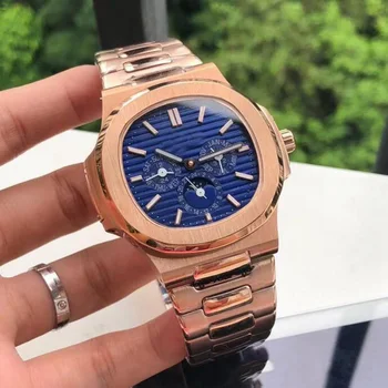 

luxury new 5-pin PP rose gold AAA Automatic machinery 39mm watch men sweeping All the small dials work No battery watches 506