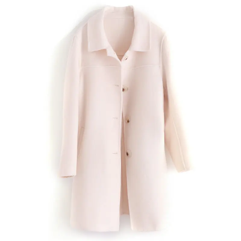 

High Quality Double-sided Cashmere Coat Female 2019 Autumn Winter New Loose Thin Section Casual Doll Collar Woolen Coat Cc101