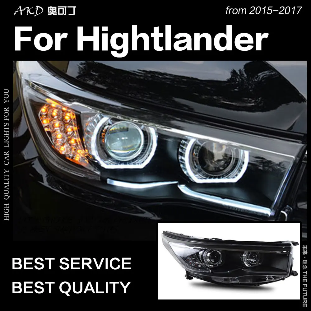 АКД автомобильный Стайлинг для Toyota фара Highlander 2015 Eagle Eye новая светодиодная… Kluger DRL