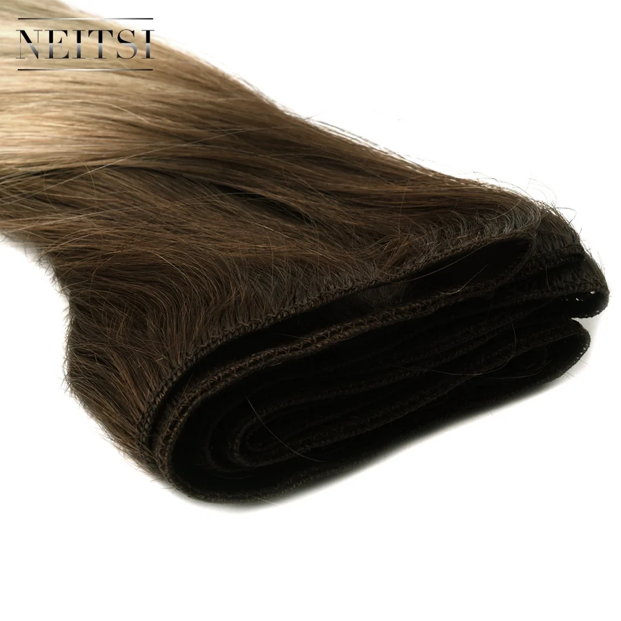 Neitsi прямые сложенные пополам волосы Remy человеческие волосы плетение для наращивания Balayage 2" 50 см 100 г/шт. Омбре прядь натуральных волос пучки