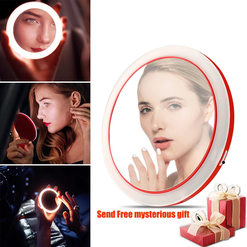 

Portable LED Mirror Wireless USB Charging Makeup Mirror Multifunctional Compact Travel Pocket Mirror Women Beauty Makeup Tools