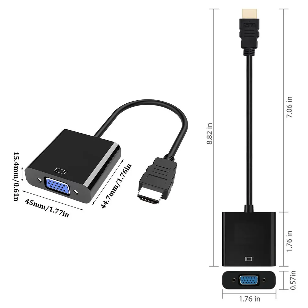Адаптер hdmi-vga кабель конвертер HDMI VGA кабель Поддержка 1080P с аудио кабелем для HD tv xbox PS3 PS4 ноутбука ТВ коробка