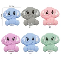 Cute-idea 5pcs Silicone Teether Beads BPA Free Mini Elephant Animal Beads DIY Baby Teething Pacifier Chain Toys Gift Baby goods 2