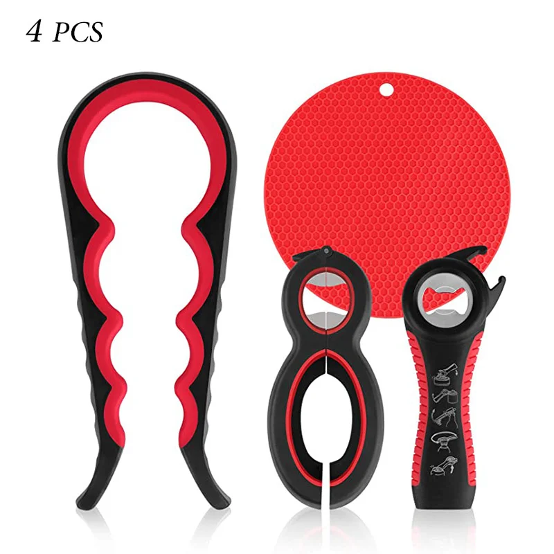 Multifunctional 6-in-1 Bottle and Jar Opener with Non-Slip Grip