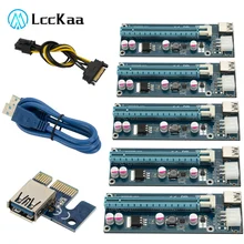 Lot de 5 cartes PCI E VER006C PCIE 006C, prolongateur 1X à 16X 60CM, câble USB 3.0 SATA à 6 broches, cordon d'alimentation pour Machine mineur Btc