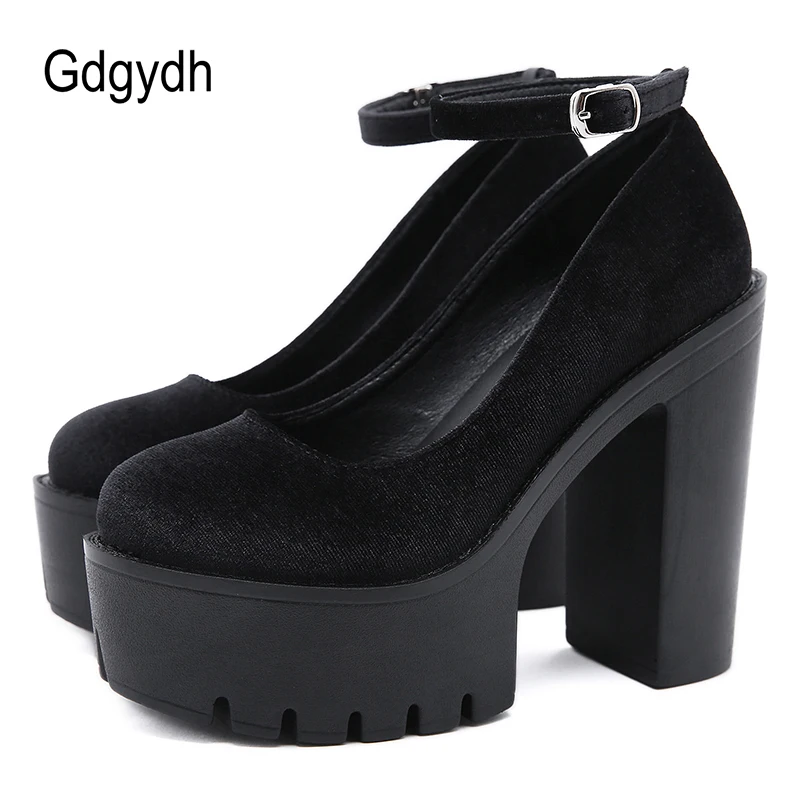 Spring Autumn Sexy Platform Women Pumps Shoes Thick High Heels Ankle Buckle Strap Solid Color women high heels platform high heels sandals