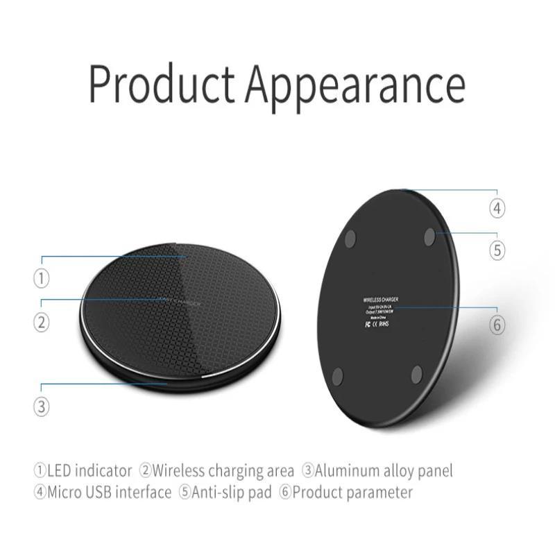 charging pad QI Fast Wireless Charger 10W For iPhone XS XR X 8 Phone Chager Charging Pad for Huawei P30 Pro Samsung S10 S9 Xiaomi Mi 9 wireless car charger