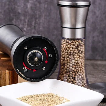 

Salt And Pepper Grinder Set Wood Stainless Steel Manual Press Grinder Tool Cover Spice Set Tobacco Mill Grinder CRX100B 4