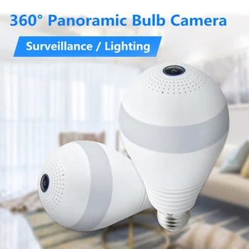 

1080P Wireless IP Camera Bulb Light Lamp 360 degree FishEye Panoramic Home Camera 2MP Night Vision Security P2P WiFi Camera
