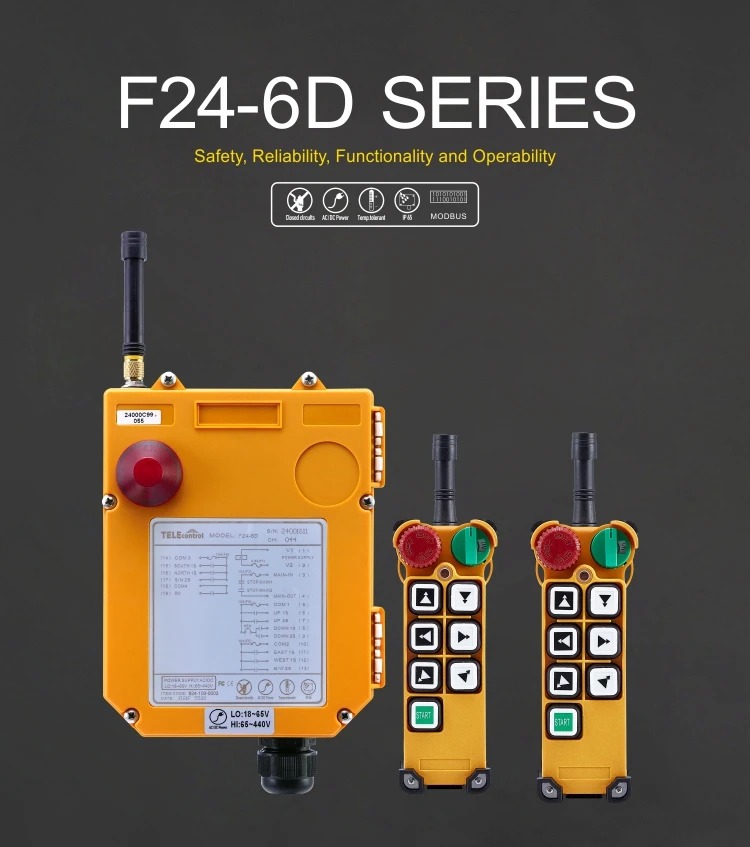 F24-6D(2 передатчика+ 1 приемник) промышленный беспроводной радио двойная скорость 6 кнопок F24-6D пульт дистанционного управления для крана