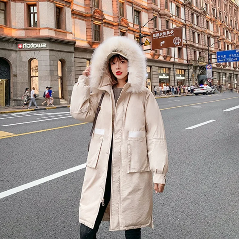 

2019 New Style down Jacket Cotton-padded Clothes Women's Mid-length Hong Kong Style WOMEN'S Dress Harajuku GIRL'S Cotton-padded