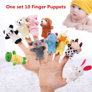 

10pcs Cute Cartoon Organic Animal Finger Puppet Plush Toys For Children Baby Favor Dolls Boys Girls Finger Random Puppets