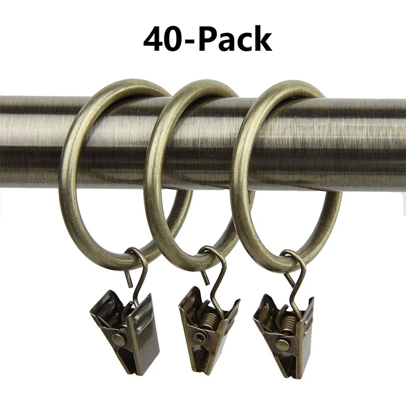 BMBY-40-pack бронзовые железные кольца для штор с зажимами(1,5 дюйма
