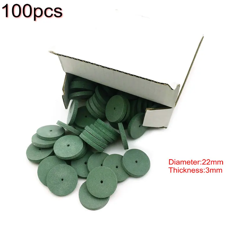 100pcs Green Silicone Rubber Polishing Wheels For Dental Jewelry Rotary Tool Dentistry Polishing