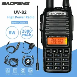 Baofeng – walkie talkie Radio Portable 8W UV 82, double PTT, Radio bidirectionnelle Vhf Uhf, récepteur Radio Amateur, émetteur bidirectionnel UV82 