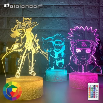 

Anime Figure Uzumaki Naruto with Dagger 3D LED Night Lights RGB 7 Colors Crackle White Base Desk Lamp Home Decor Birthday lamps