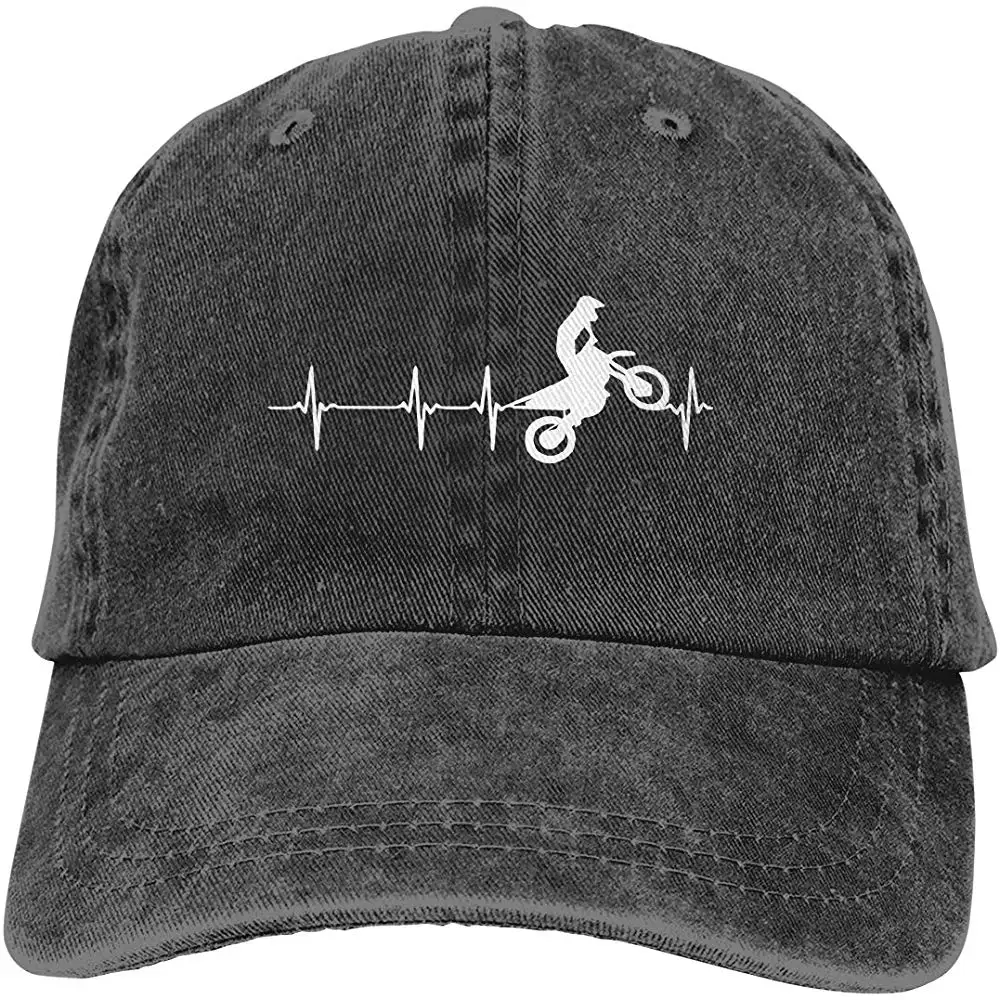 Унисекс Регулируемая пряжа окрашенная джинсовая бейсболка s Мотокросс сердцебиение простая Кепка