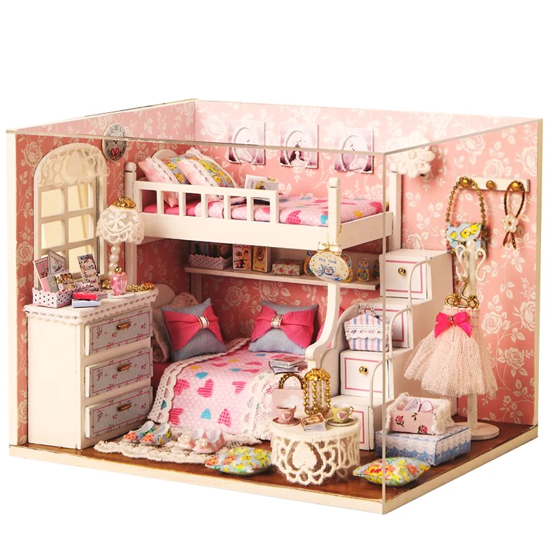 H06A CUTEBEE Кукольный дом DIY Миниатюрный Кукольный домик Модель деревянная игрушка мебель Каса де куклы Boneca игрушечные дома подарок на день рождения H012 - Цвет: H06A
