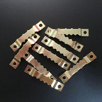

100 pcs Sawtooth Hangers Picture Frame Hanging 40mm Hanger Double Hole with 200 Screws Golden YE-Hot