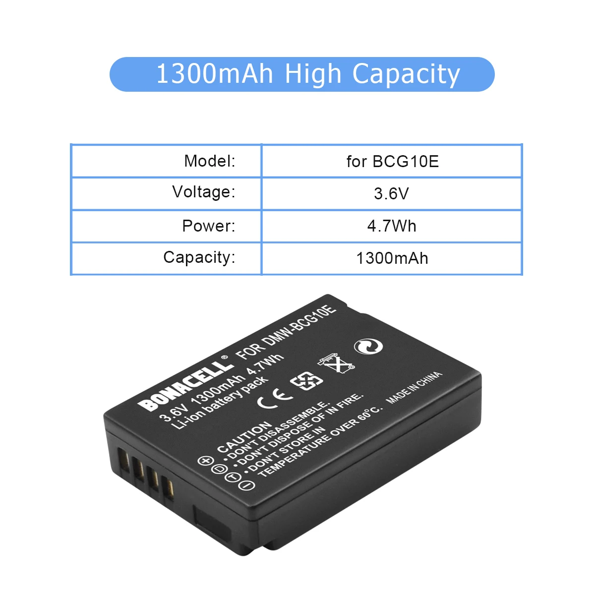 Перезаряжаемая батарея Bonacell 1.3Ah BCG10E для телефона|Цифровые аккумуляторы| |