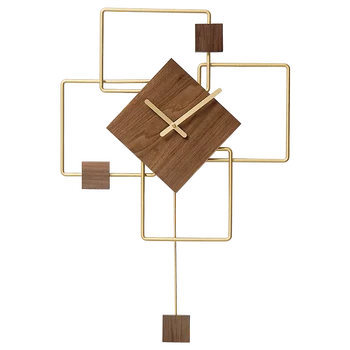 

Nordic Pendule Wall Clock Silent Modern Design Luxury Creative Wall Clock Quartz Wood Large Relojes Pared Home Decoration EB50WC