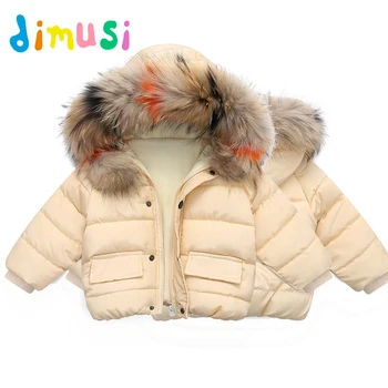 

DIMUSI Winter Girls Jackets Fashion Fur Collar Hooded Thick Warm Coats Casual Baby Girls Outwear Windbreaker Children Jackets