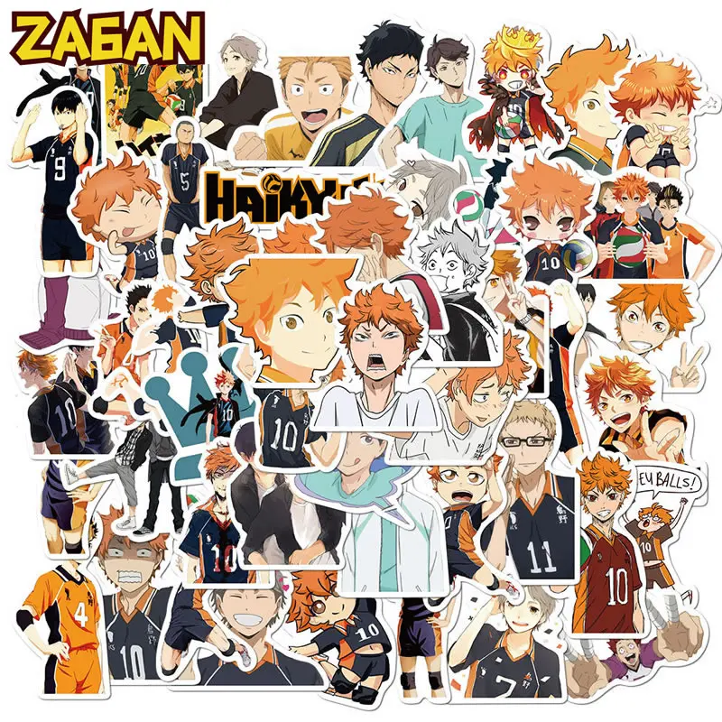 Guitar Skateboard Luggage Stickers Funny Laptop Anime Haikyuu Kids Toys Graffiti Waterproof