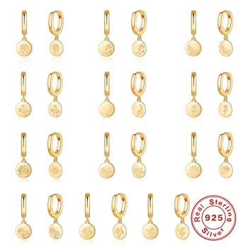 

Genuine 925 Sterling Silver Creative Birth Flower Punk Huggies Drop Earrings For Women MOM Friend Birthday Anniversary Jewelry