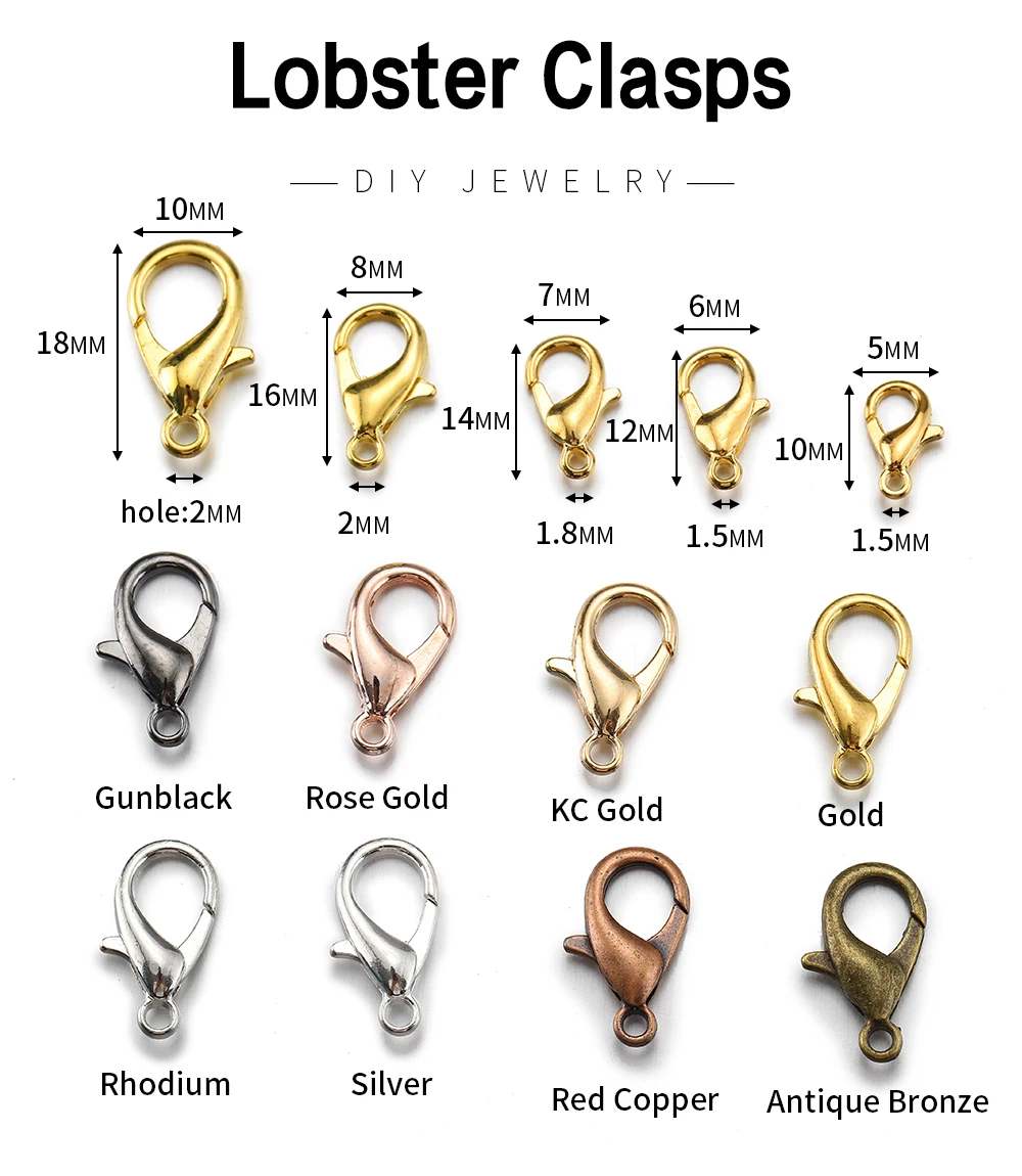 100pcs 10-18mm Carabiner Clasps for Jewelry Making Components DIY