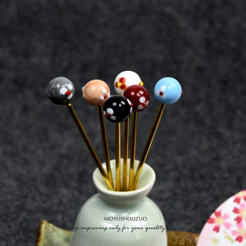 

Japanese Headwear Traditional Style DIY Candy Lovely Art Glass Hair Sticks Original Design Headdress Free Shipping