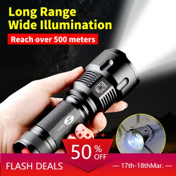 

LIGHTBEK Powerful Tactical LED Flashlight CREE T6 L2 Zoom Waterproof Torch for 26650 Rechargeable or AA Battery Bike Flashlight