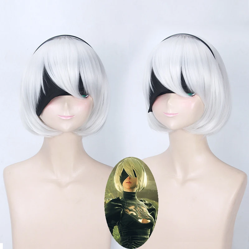 

Nier:automata Wigs Yorha No.2 Type B 2byorh 2a 9s 2b Cosplay Wig Short Synthetic Hair Halloween Party Costume Wig Anime