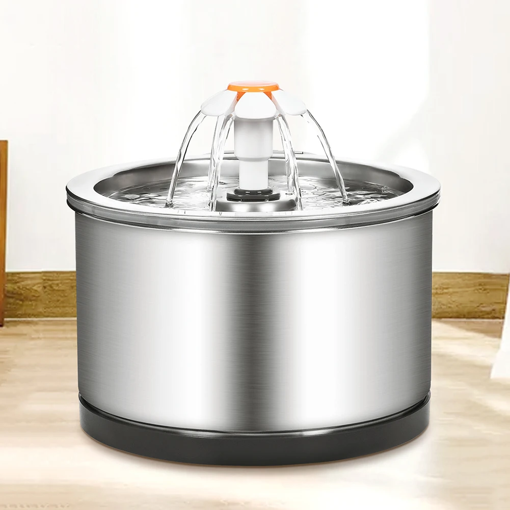 Cat Mute Filter Water Fountain Pet Stainless Steel USB Automatic Drinking Bowl Circulating Filter Water Dispenser