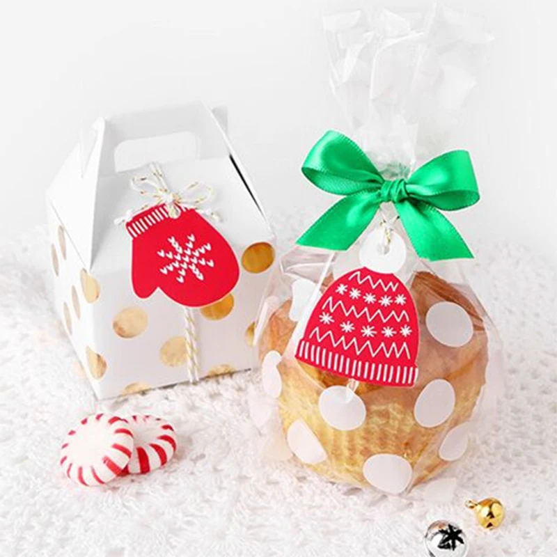 100 шт, Рождественская посылка для выпечки, кулон, Подарочный мешок для конфет Рождество, дерево, украшение, Рождественский Декор, рождественские украшения для дома