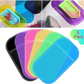 

6 Pieces Anti-Slip Tools Sticky Mat for Diamond Painting Sticky Gel Pad Non-Slip Universal Mount Holder 5.6 x 3.3 Inch