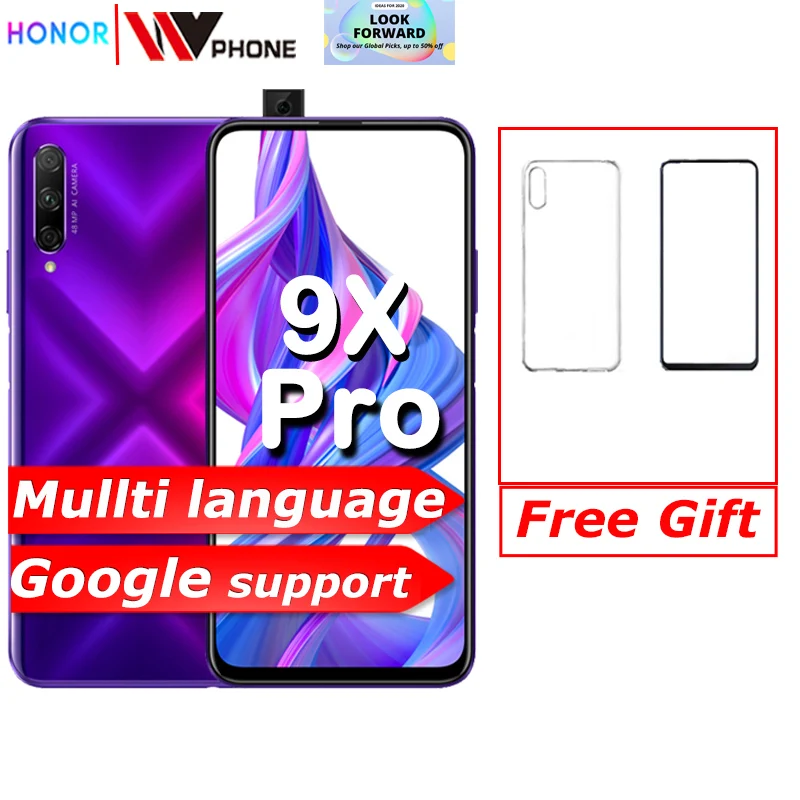 Honor 9X Pro Smart Phone 6.59 inch Lifting Full Screen 48MP 3 Cameras 4000mAh GPU Turbo Mobile Phon