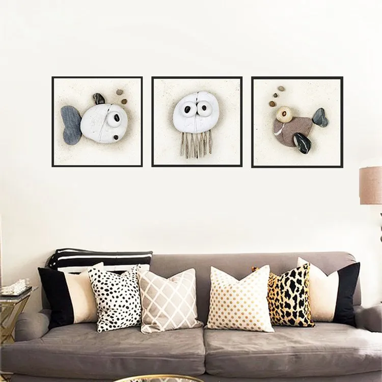 

AliExpress Hot Selling Northern European-Style Personalized & Creative Abstract Stone Combination Art Frame Painting Core Restau