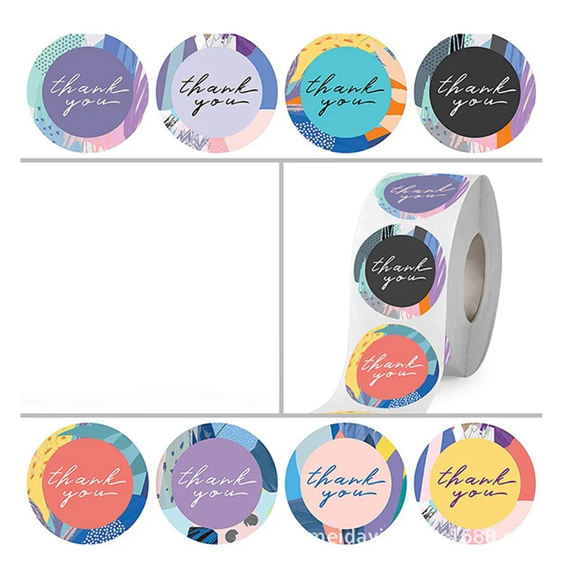 

500pcs Round Thank You Sticker For Seal Labels Multi Color Envelope Seal Labels Sticker Handmade Offer Stationery Sticker