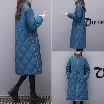 

women's middle and long Korean version large size loose thickened cotton padded parkas long cotton padded jacket