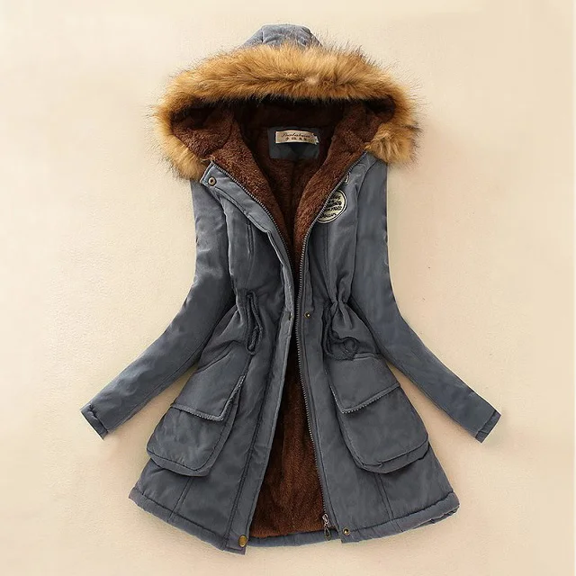 Denim Blue Парка женская куртка Женское зимнее пальто женская теплая парка с капюшоном Женская куртка длинное пальто парка 16 цветов - Цвет: Denim Blue
