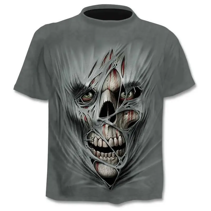 

2020 Mens Skull T shirts punk style skull 3Dt- shirts Men Tops Hip hop 3d print skull punisher T-shirt