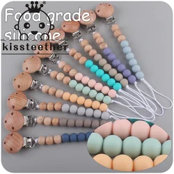 Kissteether – attache sucette en Silicone pour bébé, nouveau produit, Clip en hêtre, chaîne Anti coupure, perle de sucette, chaîne de dentition sûre 