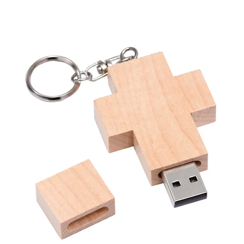 JASTER Горячая Креативный usb-накопитель в виде деревянного Креста 2,0 флэш-накопитель 4 ГБ 8 ГБ 16 ГБ 32 ГБ 64 ГБ USB флэш-накопитель USB+ коробка(более 10 шт бесплатный логотип - Цвет: maple