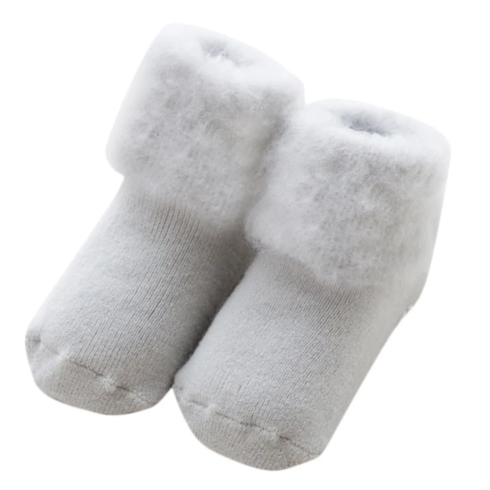 Носки для малышей Новинка, 1 пара, хлопковые однотонные пушистые длинные зимние носки теплые детские зимние носки для маленьких мальчиков и девочек