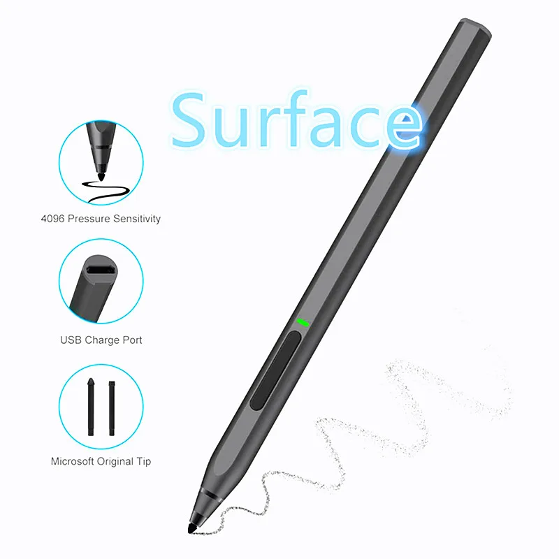 Стилус-карандаш для Surface Pro 3/4/5/6/7 X Microsoft Go 2 Book Latpop 4096 уровней нажатия | Компьютеры и