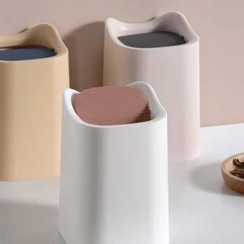 

1Pc Plastic Creative Mini Trash Can Desktop Wastepaper Basket Rubbish Bin Garbage Storage Container 12.5x12.5x18cm